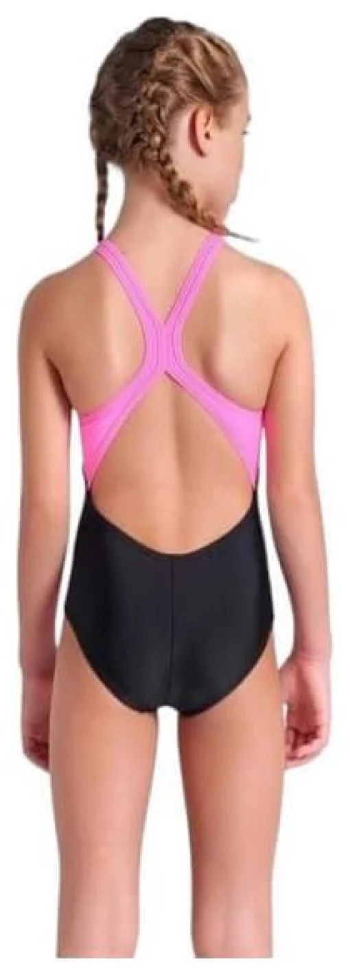 Купальник для дівчат Arena RHYTHM SWIMSUIT V BACK L чорний, рожевий Діт 128 см