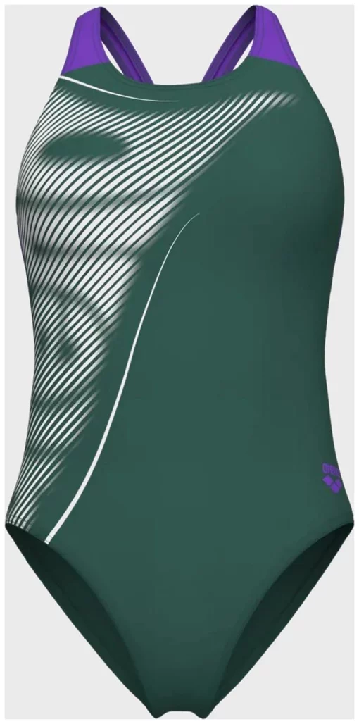 Купальник закритий для жінок Arena BRIGHT GLARE SWIMSUIT V BACK зелений Жін 36