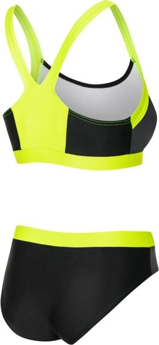 Купальник роздільний для жінок Aqua Speed NAOMI 7115 чорний, сірий, флуоресцентний жовтий Жін 38