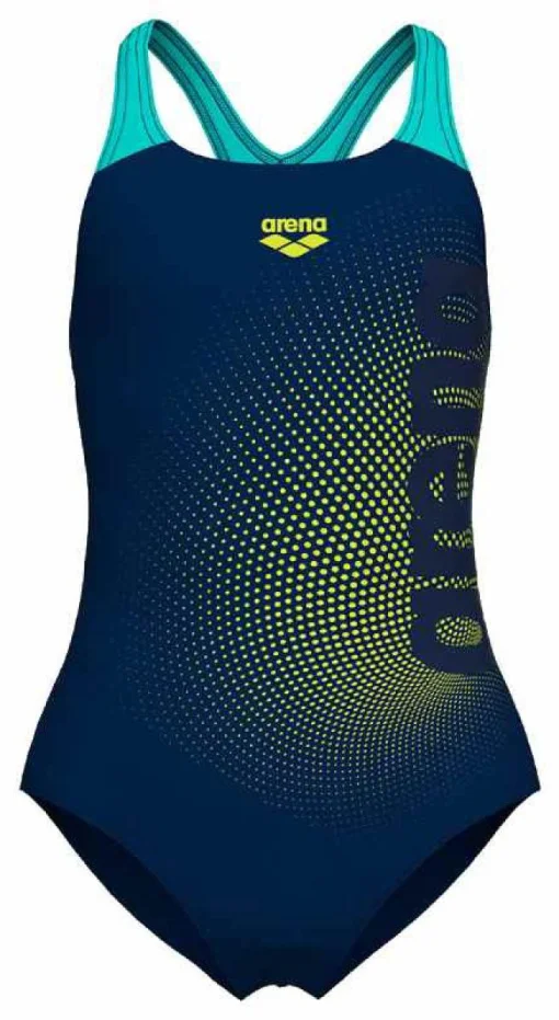 Купальник для дівчат Arena DIM LIGHT SWIMSUIT SWIM PRO BA чорний, жовтий, бірюзовий Діт 116 см