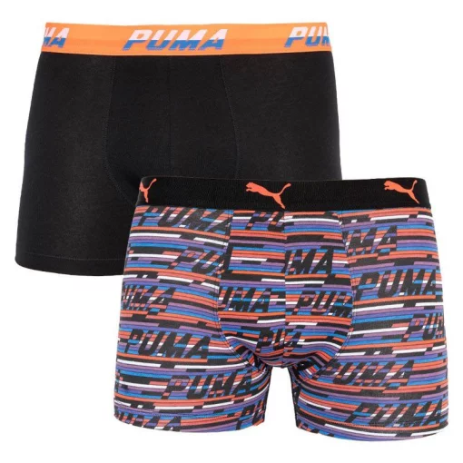 Труси-боксери Puma LOGO AOP BOXER 2P чорний, помаранчевий, синій Чол S