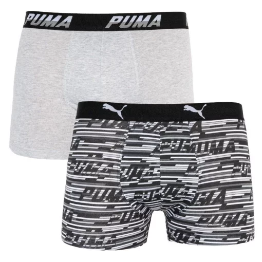 Труси-боксери Puma LOGO AOP BOXER 2P сірий, білий, чорний Чол S