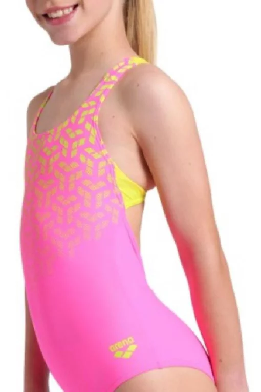 Купальник для дівчат Arena KIKKO V SWIMSUIT SWIM PRO BACK фіолетовий, жовтий Діт 140 см
