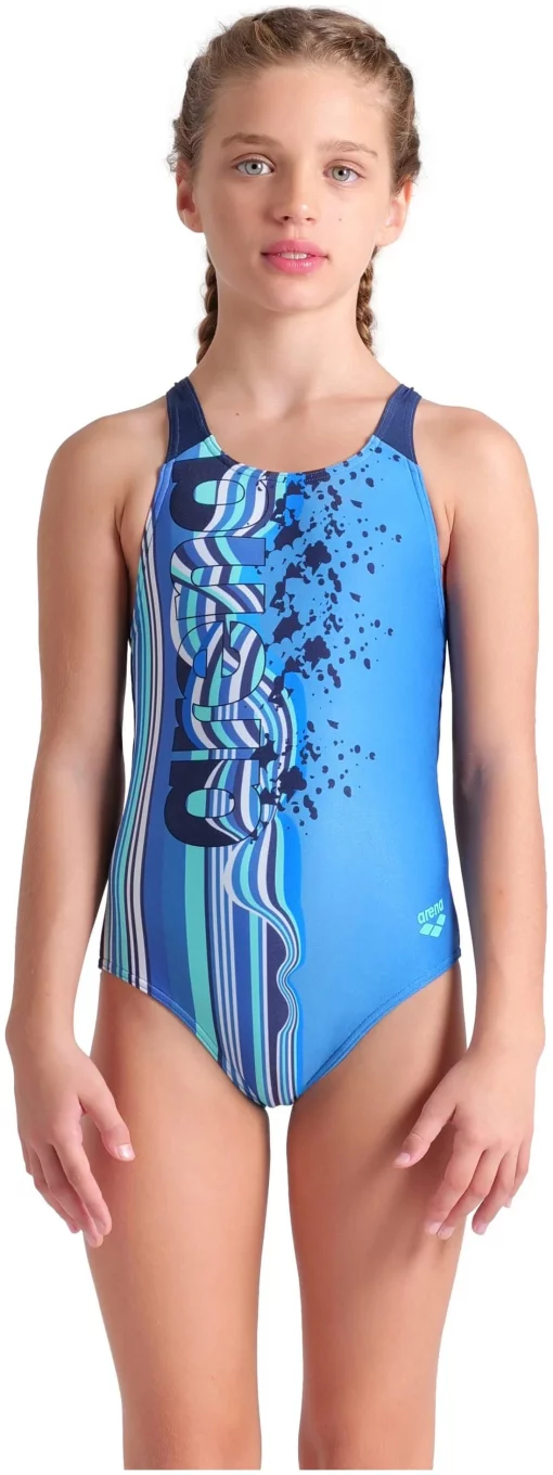 Купальник закритий для дівчат Arena PALETTE SWIMSUIT SWIM PRO BACK блакитний, синій Діт 152 см