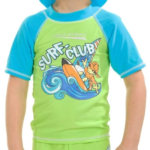 Топ сонцезахисний для хлопців Aqua Speed SURF-CLUB T-SHIRT 2029 зелений, блакитний Діт 122см