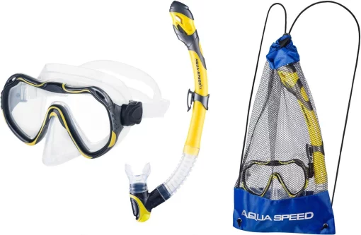 Набір маска і трубка Aqua Speed JAVA + ELBA 8206 жовтий Уні OSFM