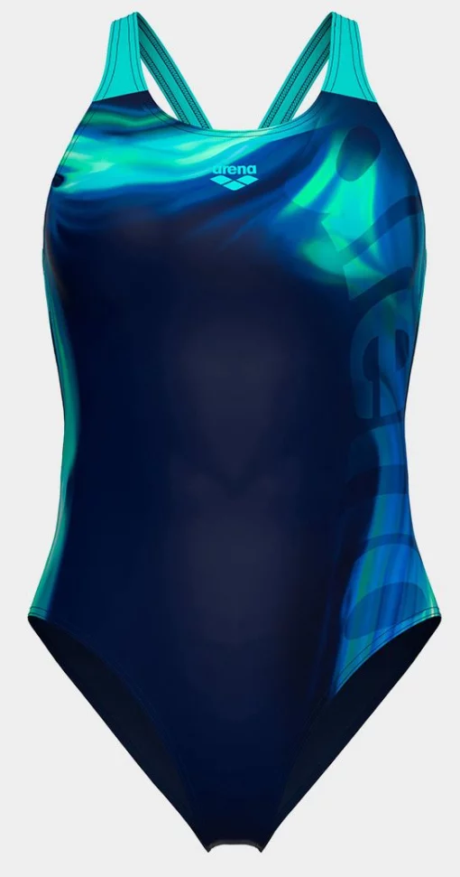 Купальник закритий для жінок Arena DREAMHLINE SWIMSUIT V BACK синій, бірюзовий Жін 40