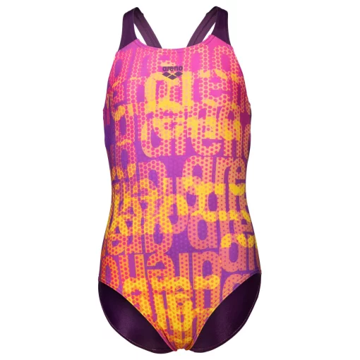 Купальник для дівчат Arena MULTI COLOURS SWIMSUIT V BACK сливовий, мультиколор Діт 140 см