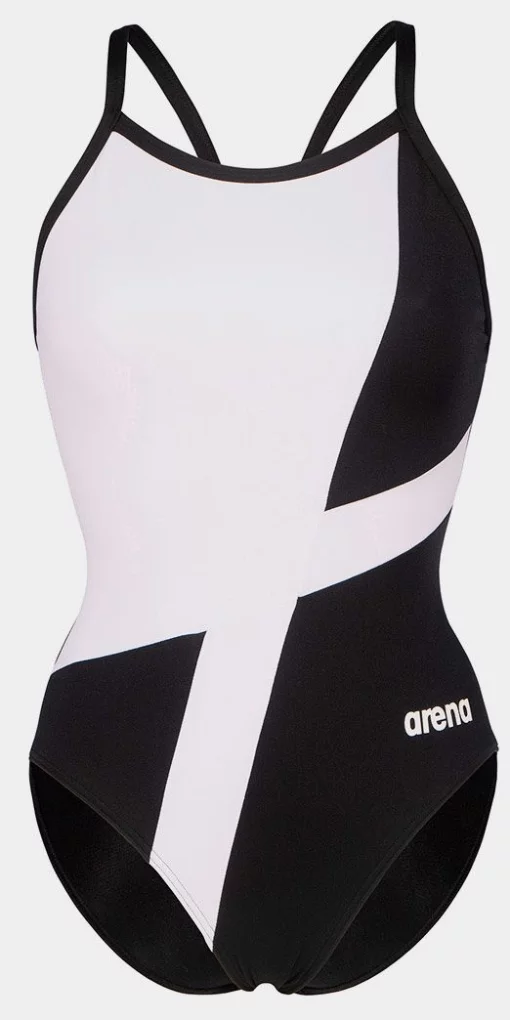 Купальник закритий для жінок Arena DIAMOND SWIMSUIT LIGHTDROP BAC чорний, білий Жін