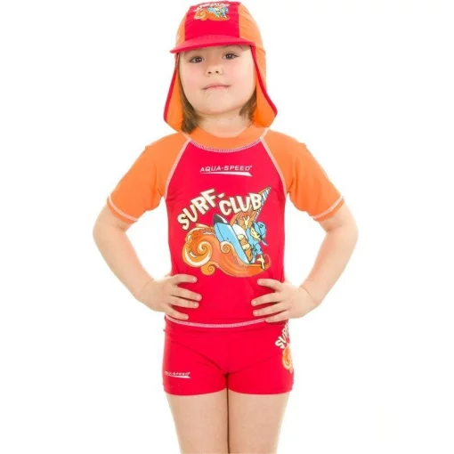 Топ сонцезахисний для хлопців Aqua Speed SURF-CLUB T-SHIRT 2024 червоний, помаранчевий Діт 110см