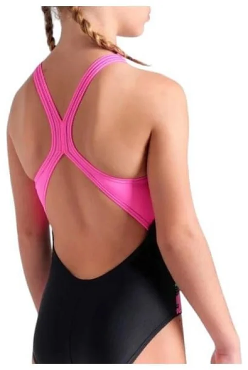 Купальник для дівчат Arena RHYTHM SWIMSUIT V BACK L чорний, рожевий Діт