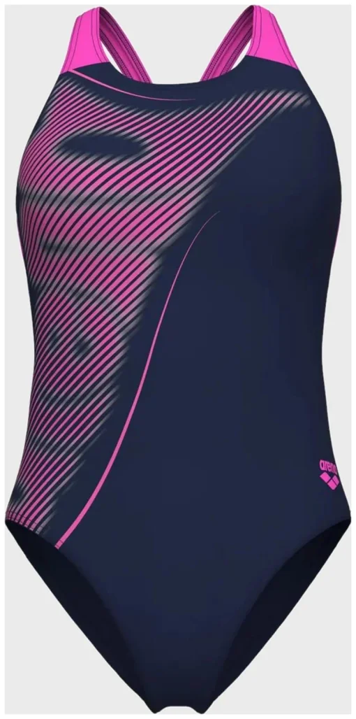 Купальник закритий для жінок Arena BRIGHT GLARE SWIMSUIT V BACK фіолетовий Жін 38