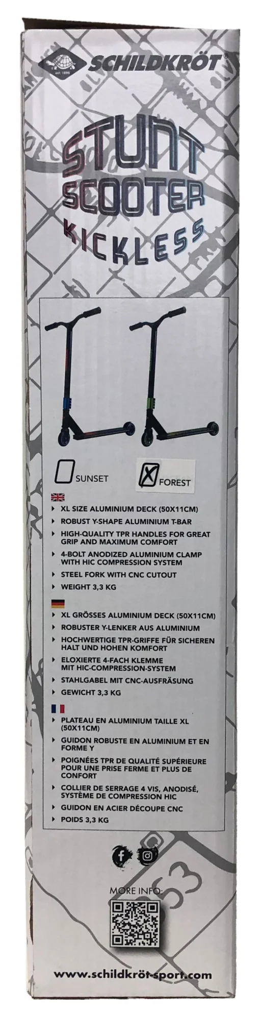 Самокат трюковий Schildkr&ouml;t Kickless Forest чорно-зелений Уні Max:100 кг