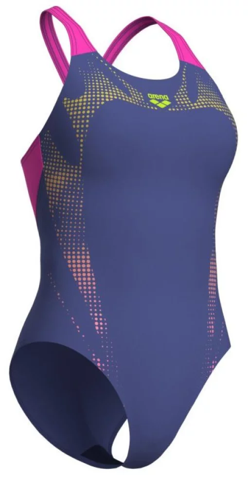 Купальник закритий для жінок Arena SPIDER WEB SWIMSUIT V BACK рожевий Жін 44