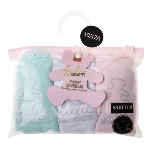 Труси Lula Castagnette SLIP X3 ENFANT FILLE LULU бірюзовий, рожевий, білий Діт 4/5