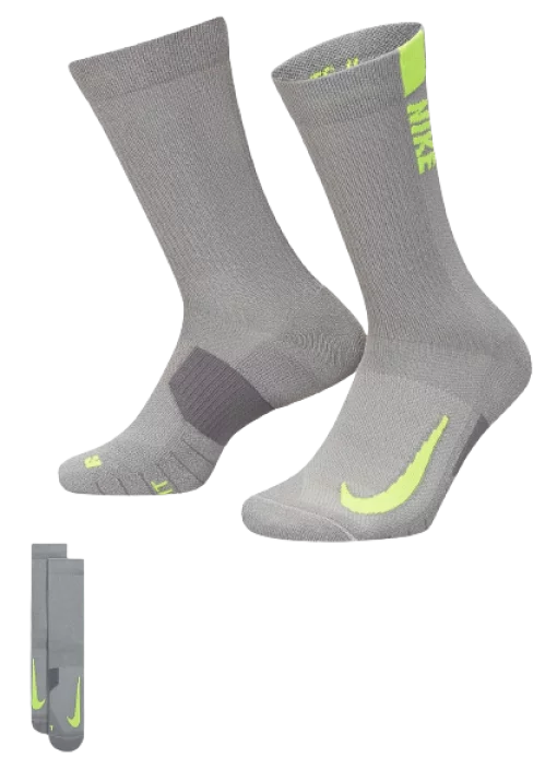 Шкарпетки Nike U NK MLTPLIER CRW 2PR - 144 сірий, салатовий Уні 34-38