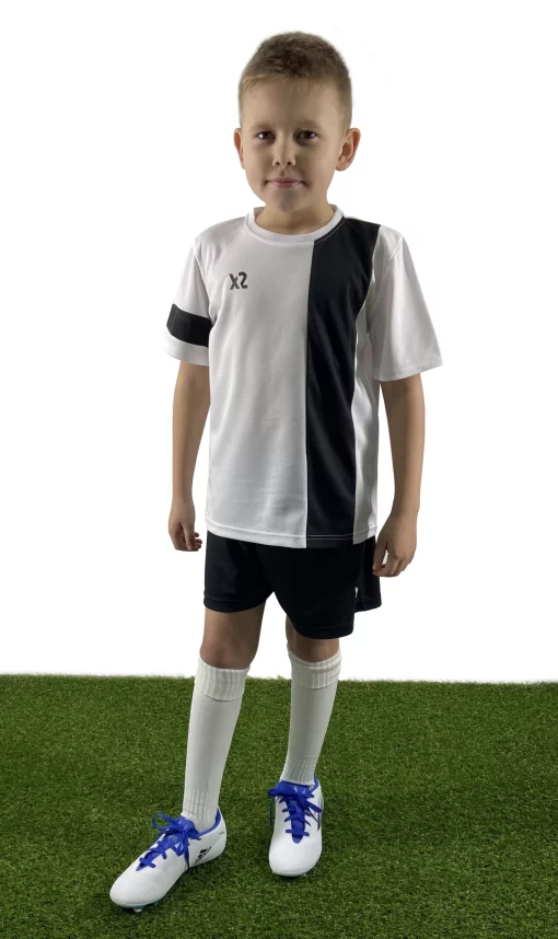 Дитяча футбольна форма X2 (футболка+шорти), розмір XL (білий/чорний) DX2001W/BK-XL