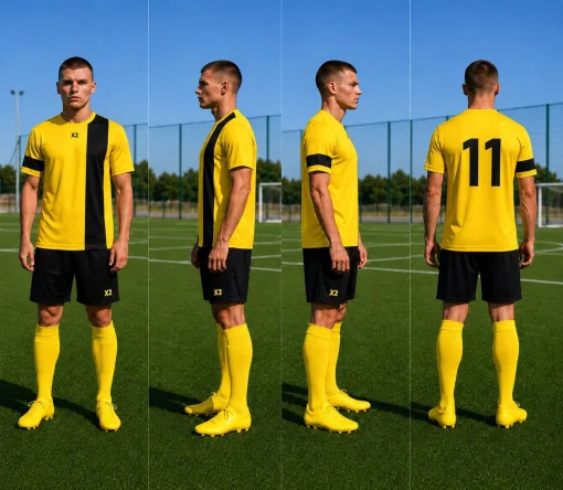 Футбольна форма X2 League (футболка+шорти), розмір XL (жовтий/чорний)