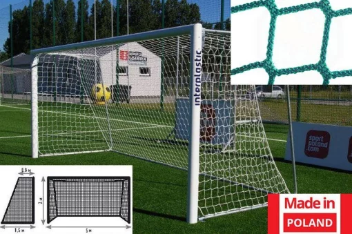 Футбольна сітка 5х2м. (Юніорська) "PoldanNet" Польща, шнур - 3,5 мм.(Green)