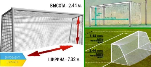 Футбольна сітка для воріт 7,32х244,х2х2 м., "Your Team" шнур 3 мм./пара