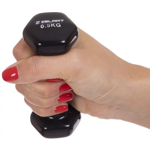 Гантель с виниловым покрытием Zelart TA-2777-0_5 1шт x 0.5кг, black (TA-2777-0_5(BK))