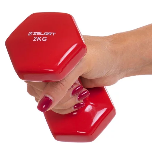 Гантель с виниловым покрытием Zelart TA-2777-2 1шт x 2кг, красний
