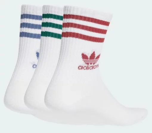 Шкарпетки Adidas CREW SOCK 3STR білий, червоний, зелений, синій Уні M (40-42)