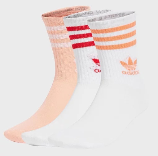 Шкарпетки Adidas CREW SOCK 3STR білий, рожевий, червоний Жін M (40-42)
