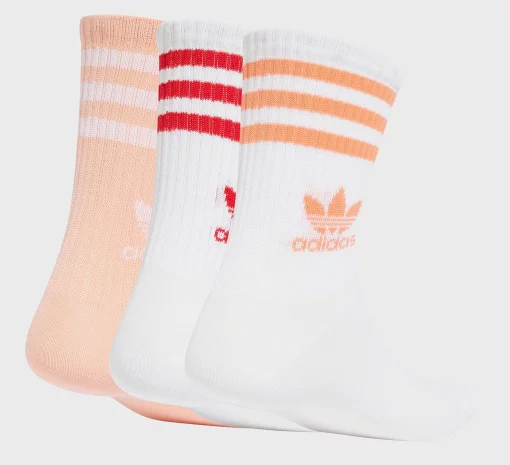 Шкарпетки Adidas CREW SOCK 3STR білий, рожевий, червоний Жін M (40-42)