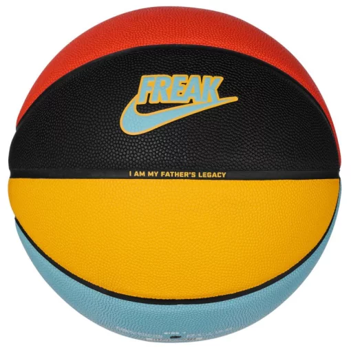 М'яч баскетбольний Nike ALL COURT 2.0 8P G ANTETOKOUNMPO DEFLATED чорний, жовтий, блакитний, червоний Уні 7