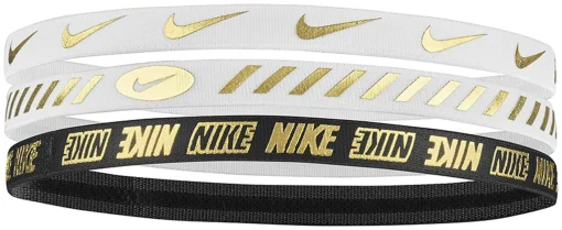 Пов'язка на голову Nike W HEADBANDS 3.0 3 PK METALLIC білий, чорний Уні One Size