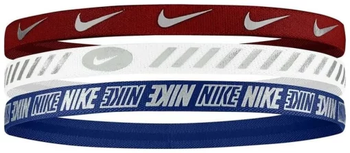 Пов'язка на голову Nike W HEADBANDS 3.0 3 PK METALLIC UNIVERSITY червоний, білий, синій Уні One Size