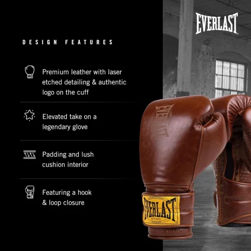 Боксерські рукавиці Everlast 1910 CLASSIC TRAINING GLOVE коричневий Уні 14 унцій