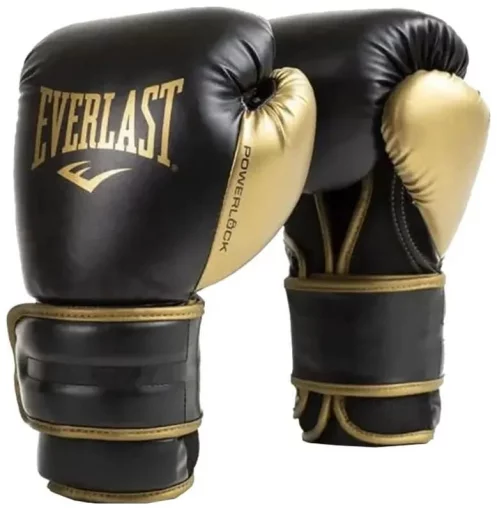 Боксерські рукавиці EVERLAST POWERLOCK 2R TRAINING GLOVE чорний, золотий Уні 14 унцій