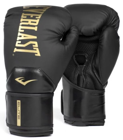 Боксерські рукавиці Everlast ELITE 2 BOXING GLOVES чорний, золотий Уні 10 унцій