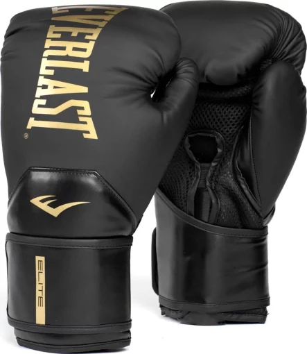Боксерські рукавиці Everlast ELITE 2 BOXING GLOVES чорний, золотий 14 унцій (P00003272)