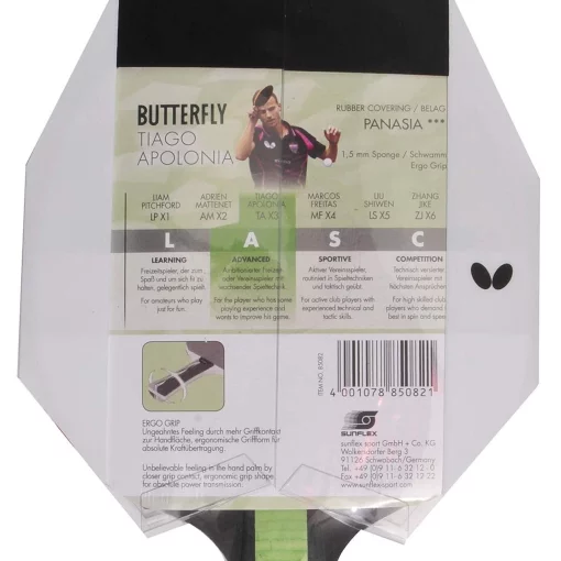 Ракетка для настільного тенісу Butterfly Tiago Apolonia TAX3