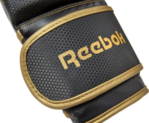 Боксерські рукавиці Reebok Boxing Gloves чорний, золотистий 12 унцій (RSCB-11117GB-12)